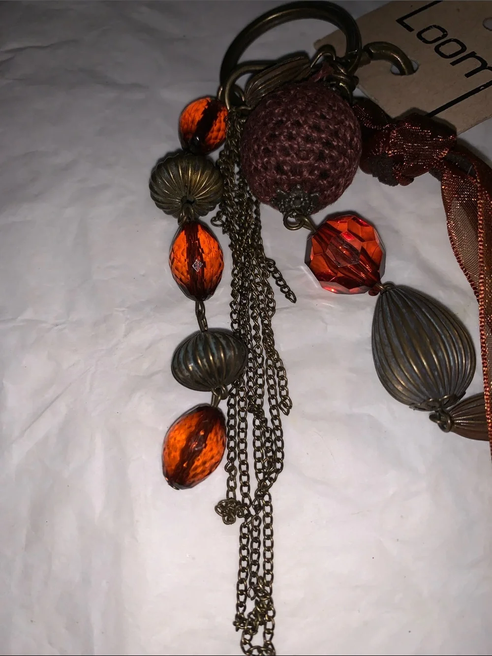 Brown & Orange Tassel Keyring/Purse Charm